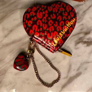 LOUIS VUITTON Vernis Leopard Coeur Heart Coin Purse